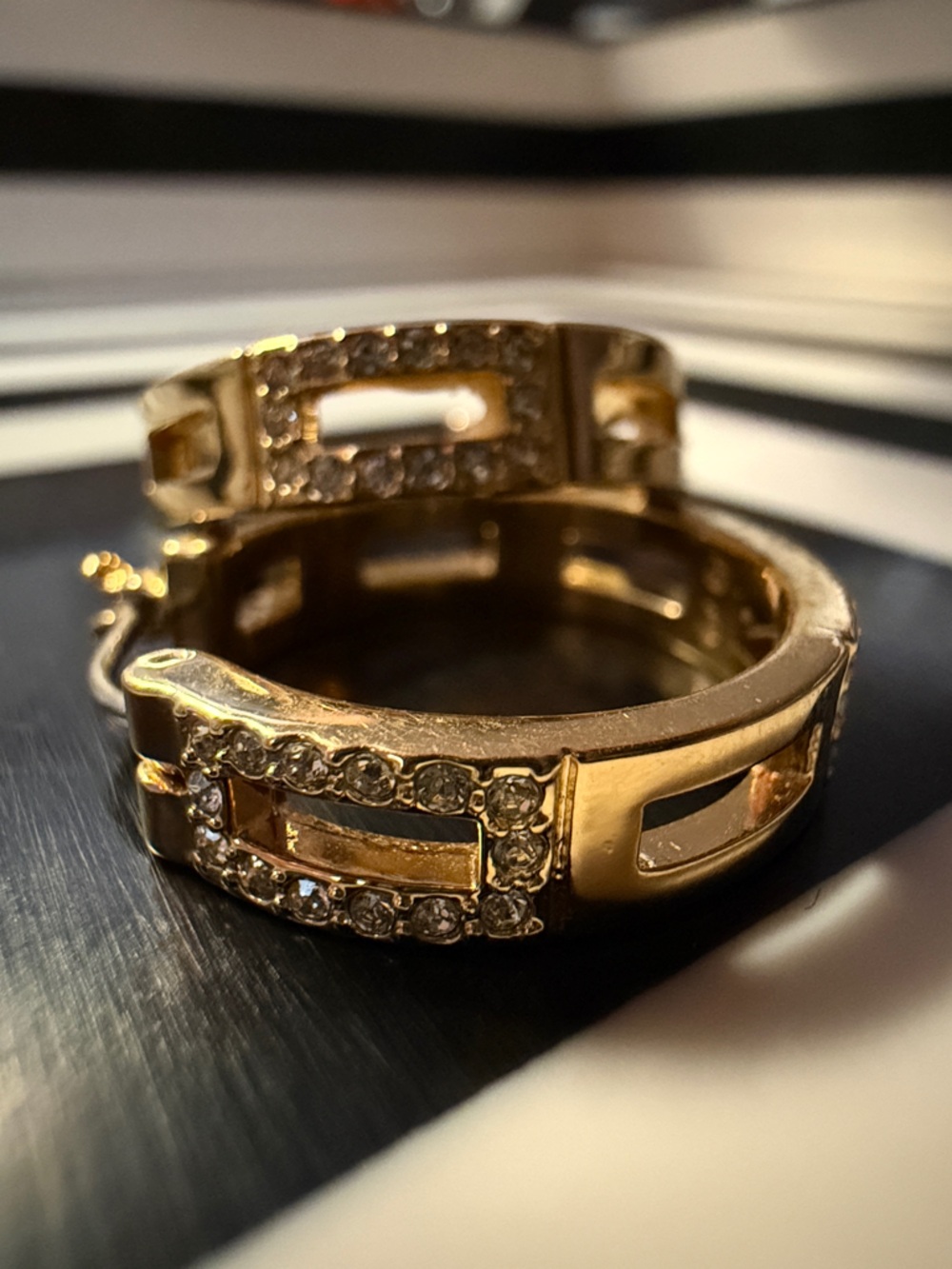 Swarovski Gold Pavé Hoop Earrings with Crystal Accents